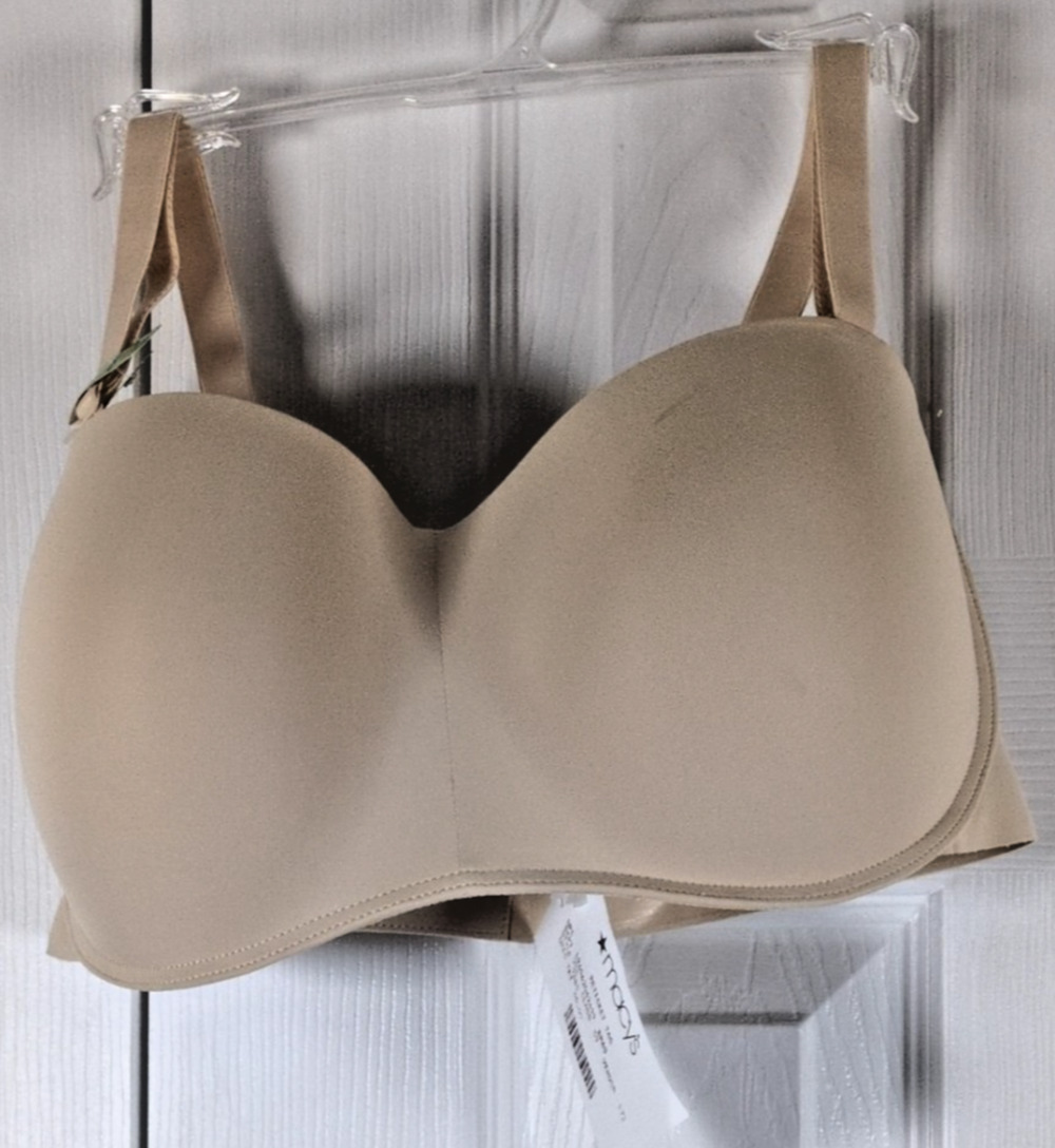 Maidenform Pure Comfort Wireless Strapless Bandeau Bra 7685 Large Beige Multiway